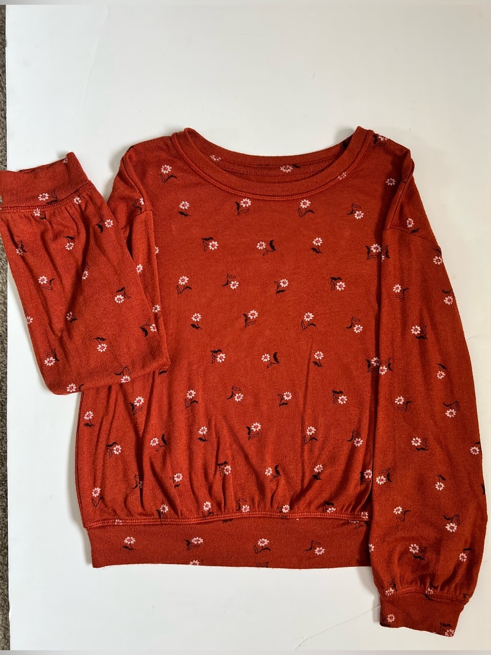 Cat & Jack Rust Orange Floral Crewneck Sweater